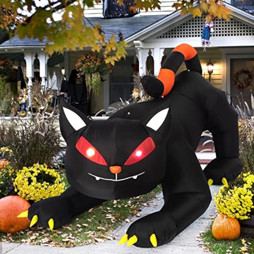 Inflatable Black Cat with Shaking Head & LED Lights – Spooky Halloween Yard Decoration