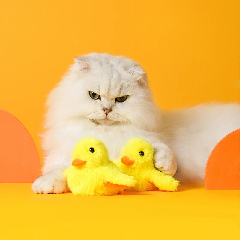 Interactive Flapping Duck Toy – Plush Electric Bird with Vibration Sensor for Cats