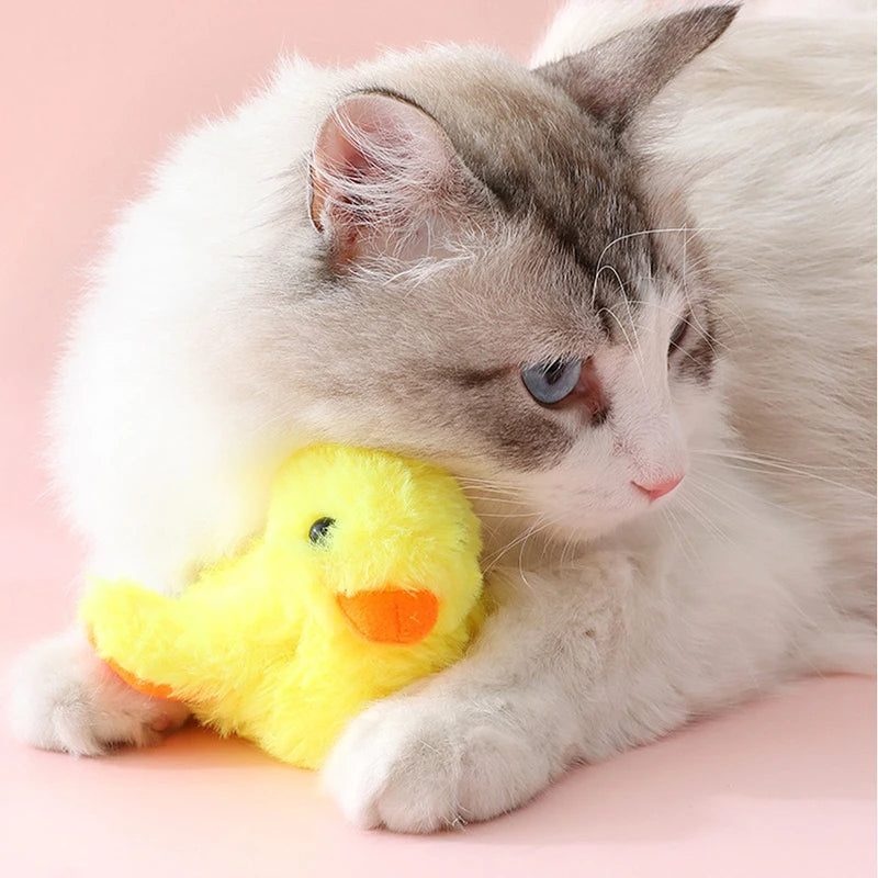 Interactive Flapping Duck Toy – Plush Electric Bird with Vibration Sensor for Cats