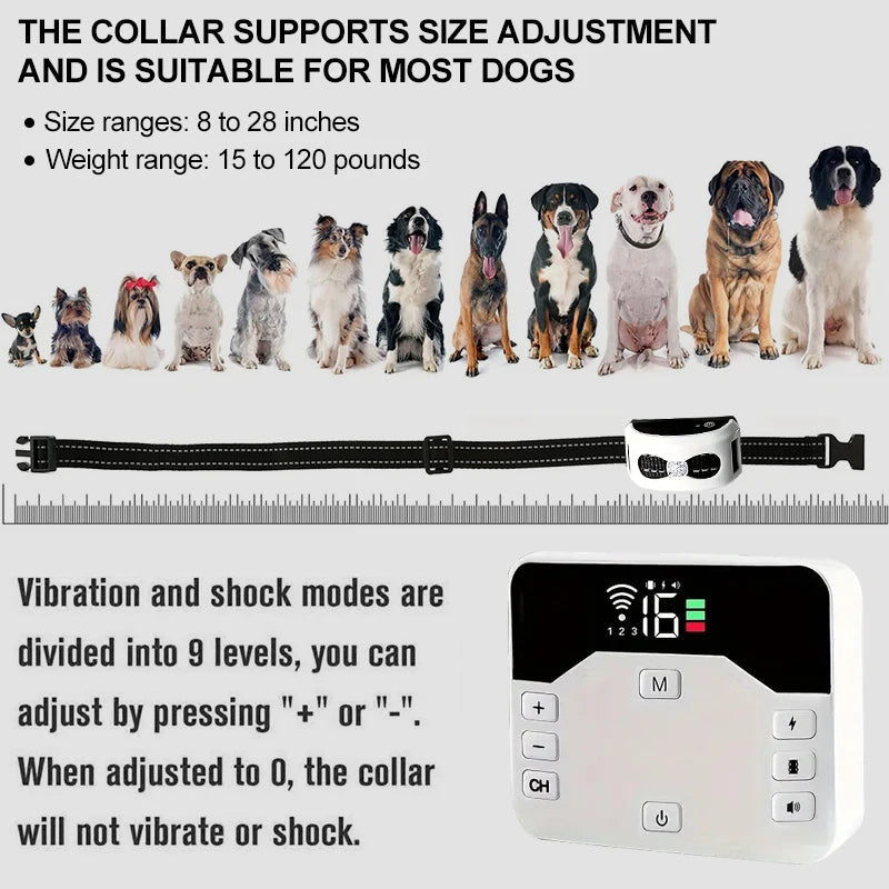 2-in-1 Wireless Fence & Training Collar for Dogs – Waterproof, Rechargeable, 300m Range