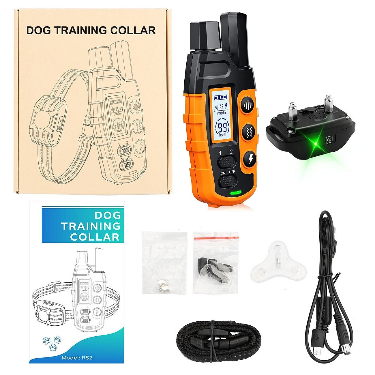 1000m Dog Training Collar with Remote - Waterproof, Rechargeable E-Collar for All Dog Sizes