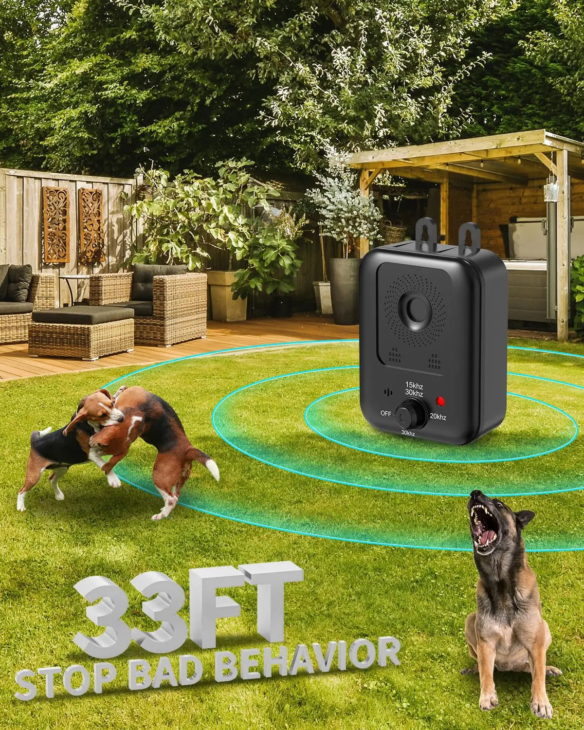Automatic Anti-Bark Device for Dog Bark Control, Rechargeable Ultrasonic Deterrent for Dogs, Indoor and Outdoor