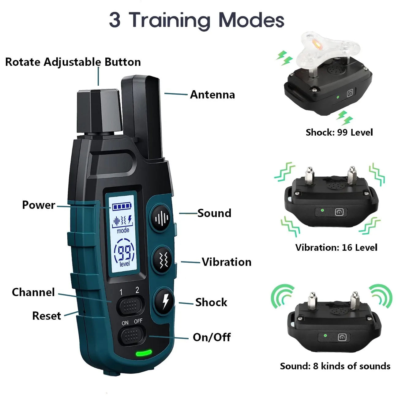Dog Training Collar – 1000M, Waterproof, Rechargeable