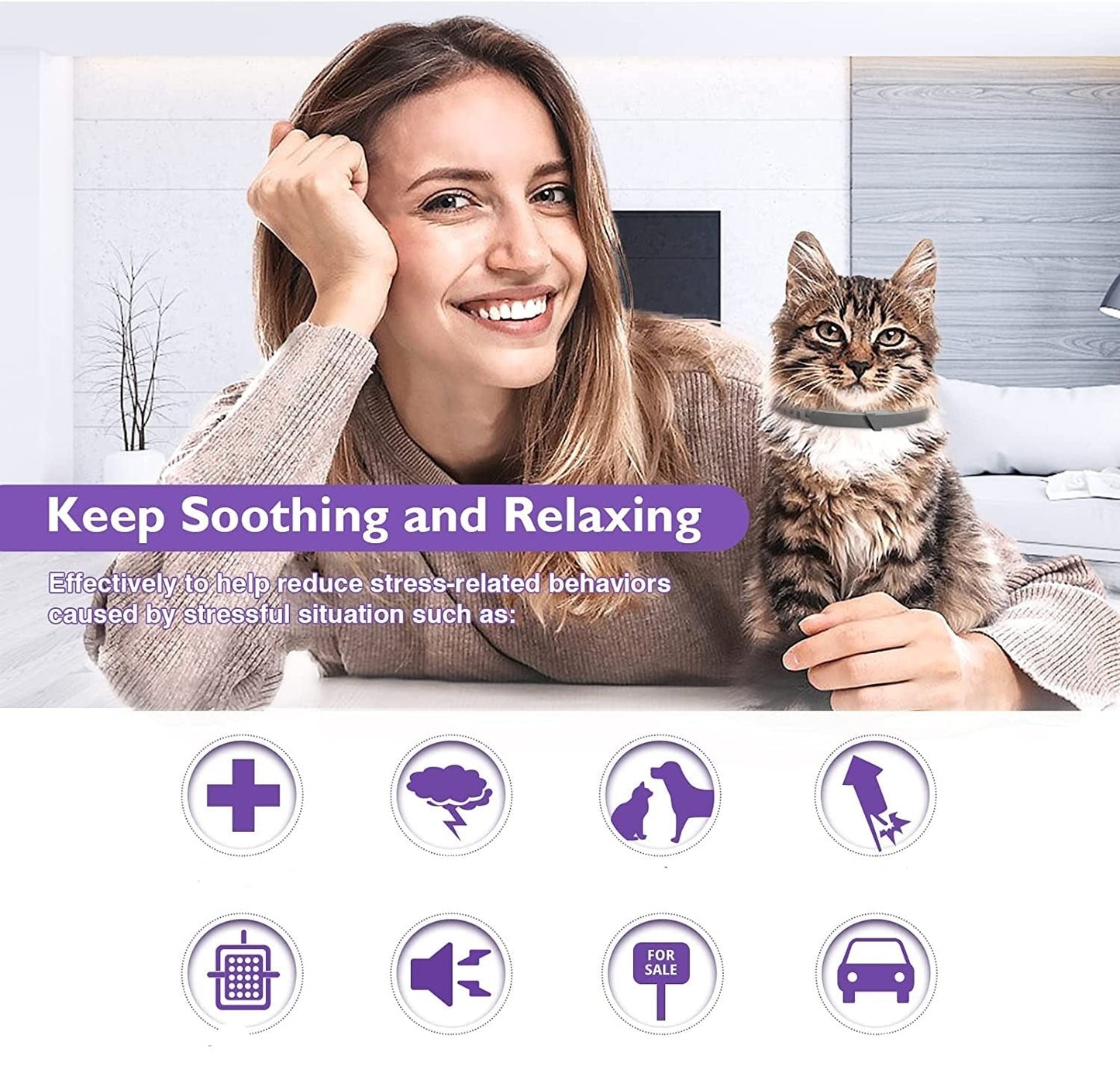 Behavior and Calming Collar for Cats 4pcs- 38cm