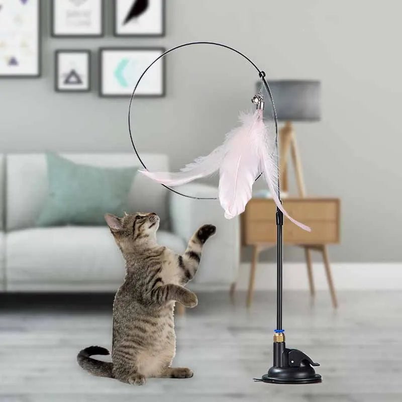 Recreational Cats Teaser Feather Stick Toy with Suction Cup