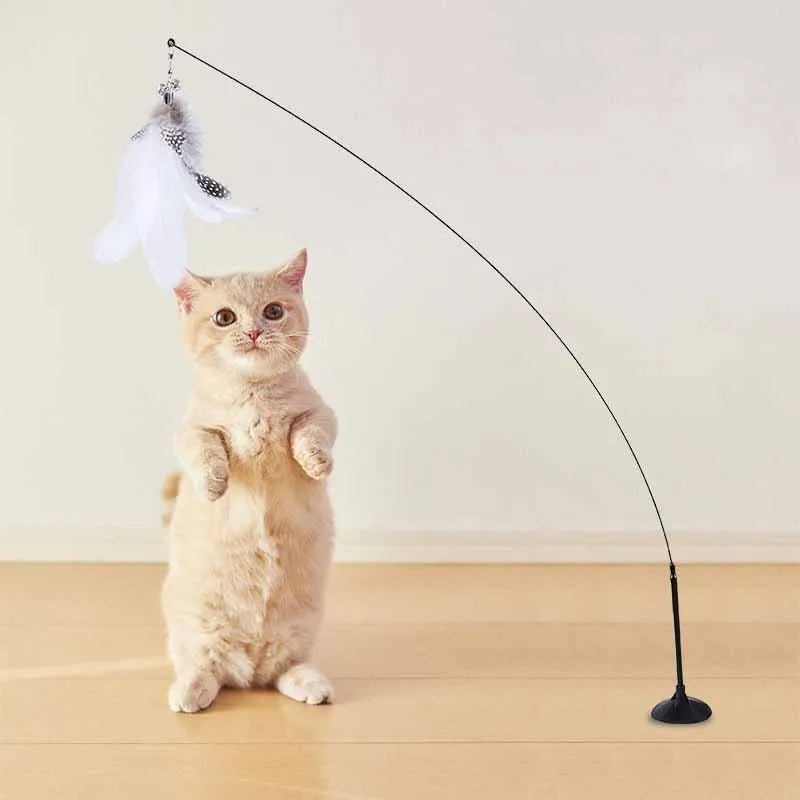 Recreational Cats Teaser Feather Stick Toy with Suction Cup