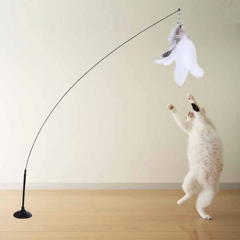 Recreational Cats Teaser Feather Stick Toy with Suction Cup