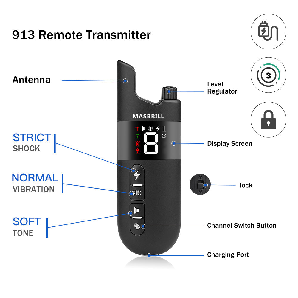 Dog Training Collar Rechargeable IPX7 Waterproof 913 2000ft