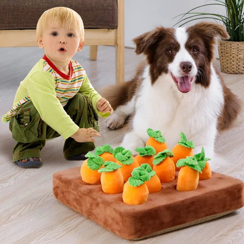 Interactive Carrot Snuffle Mat for Dogs with Pullable Radishes