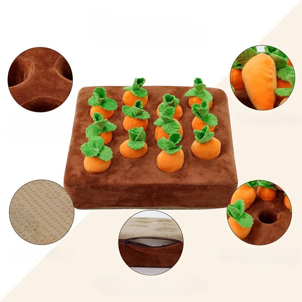 Interactive Carrot Snuffle Mat for Dogs with Pullable Radishes