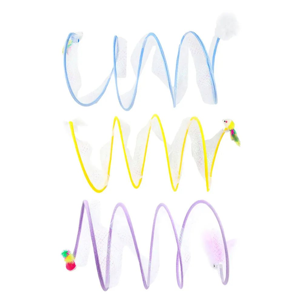 Self-Play Hunting Tunnel Cat Spiral Toy - Indoor Cat Spring Toy Activity Structure, Portable and Foldable Toy