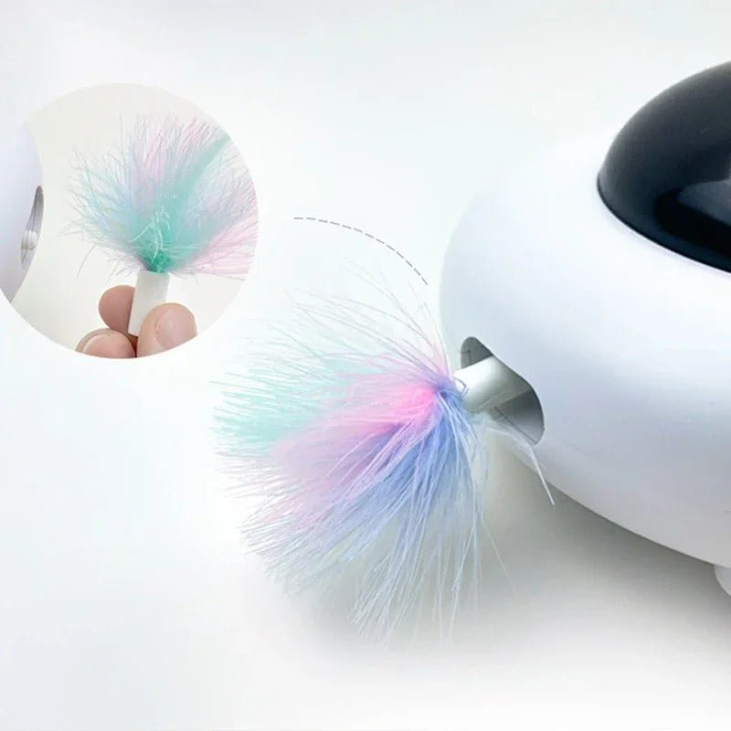 Indoor Rotating Feather Automatic Cat Toy with Smart Auto Shut-Off, Random Movement, and USB Charging