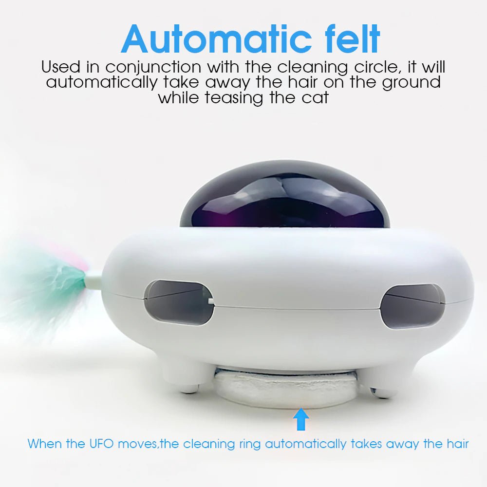 Indoor Rotating Feather Automatic Cat Toy with Smart Auto Shut-Off, Random Movement, and USB Charging