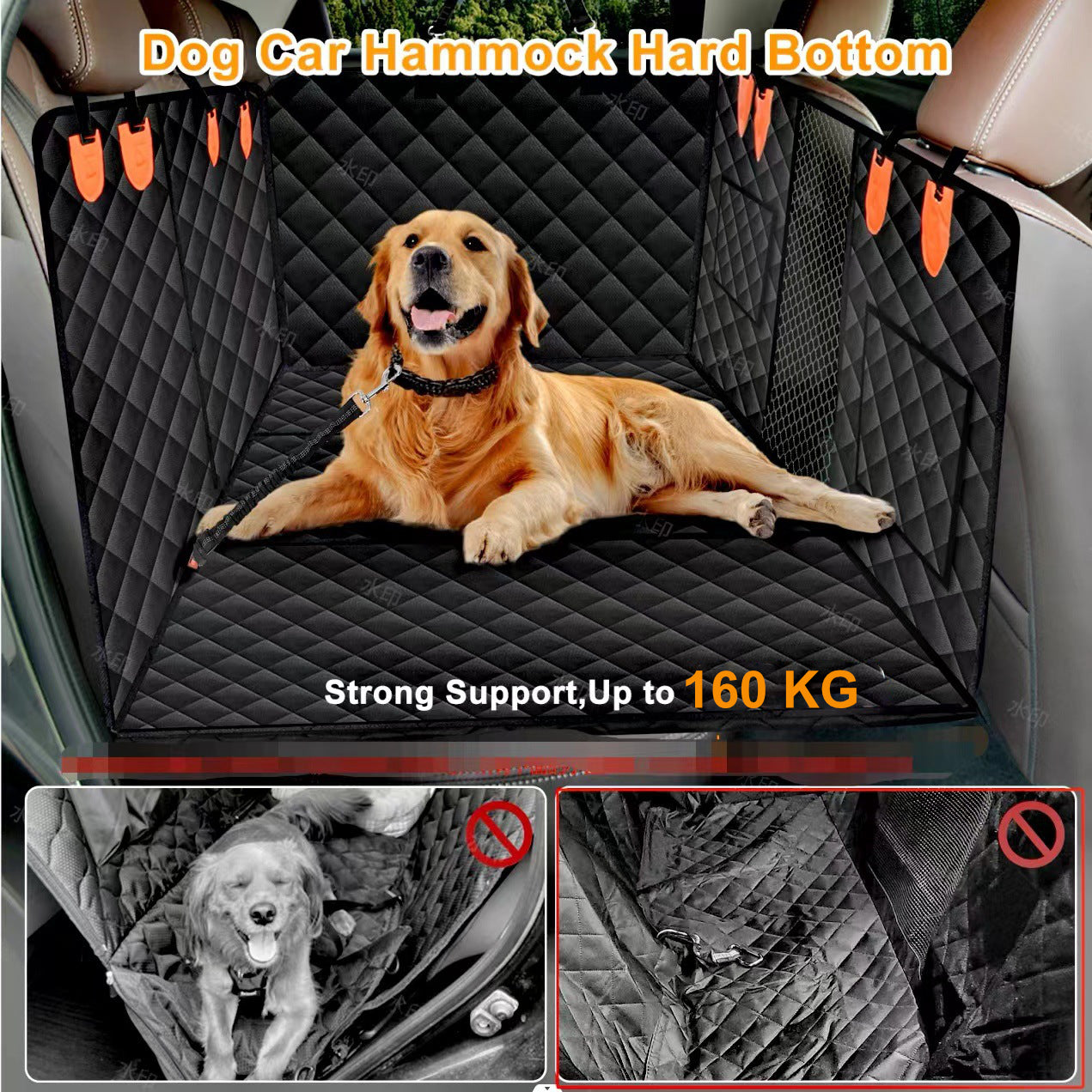 Dog Car Seat Cover Premium Hard Bottom