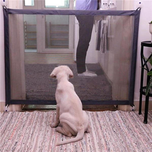 pet safety gate, retractable pet gate, magic pet gate, portable dog gate, small pet gate, mesh pet barrier, doorway pet gate, indoor pet gate, outdoor pet gate, puppy gate, pet safety gate for home, portable pet barrier gate, adjustable indoor puppy gate, durable outdoor mesh pet gate, secure pet gate for doorway, convenient retractable dog gate, flexible small pet barrier, magic mesh gate