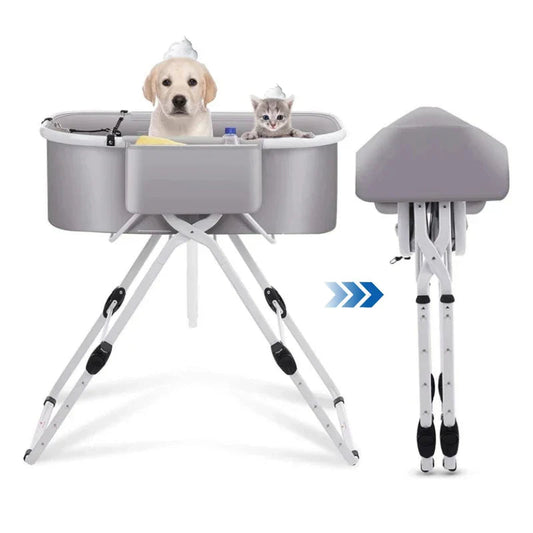 portable pet bathtub, foldable pet bathtub, elevated pet bath, pet grooming tub, pet grooming kit, portable pet bathtub for easy grooming, foldable pet bathtub convenient storage, elevated pet bath ergonomic design, pet grooming tub sturdy build, pet grooming kit complete tools, portable pet bathtub versatile use, foldable pet bathtub durable materials, elevated pet bath comfortable grooming