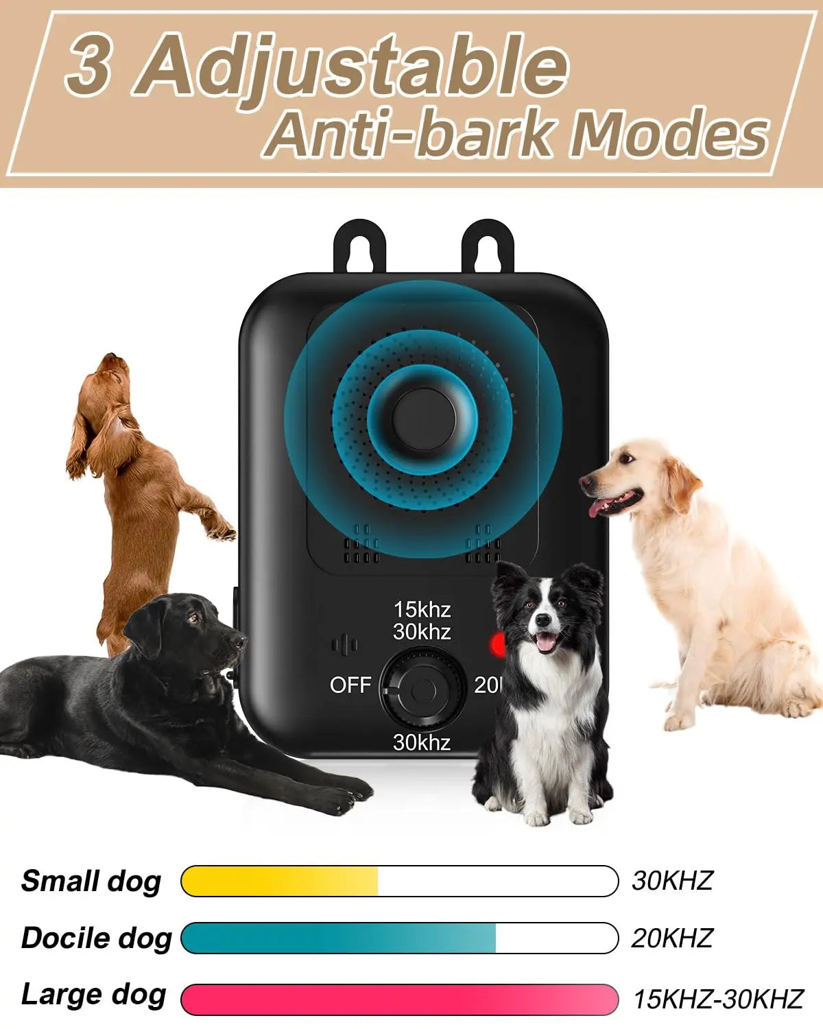 Automatic Anti-Bark Device for Dog Bark Control, Rechargeable Ultrasonic Deterrent for Dogs, Indoor and Outdoor