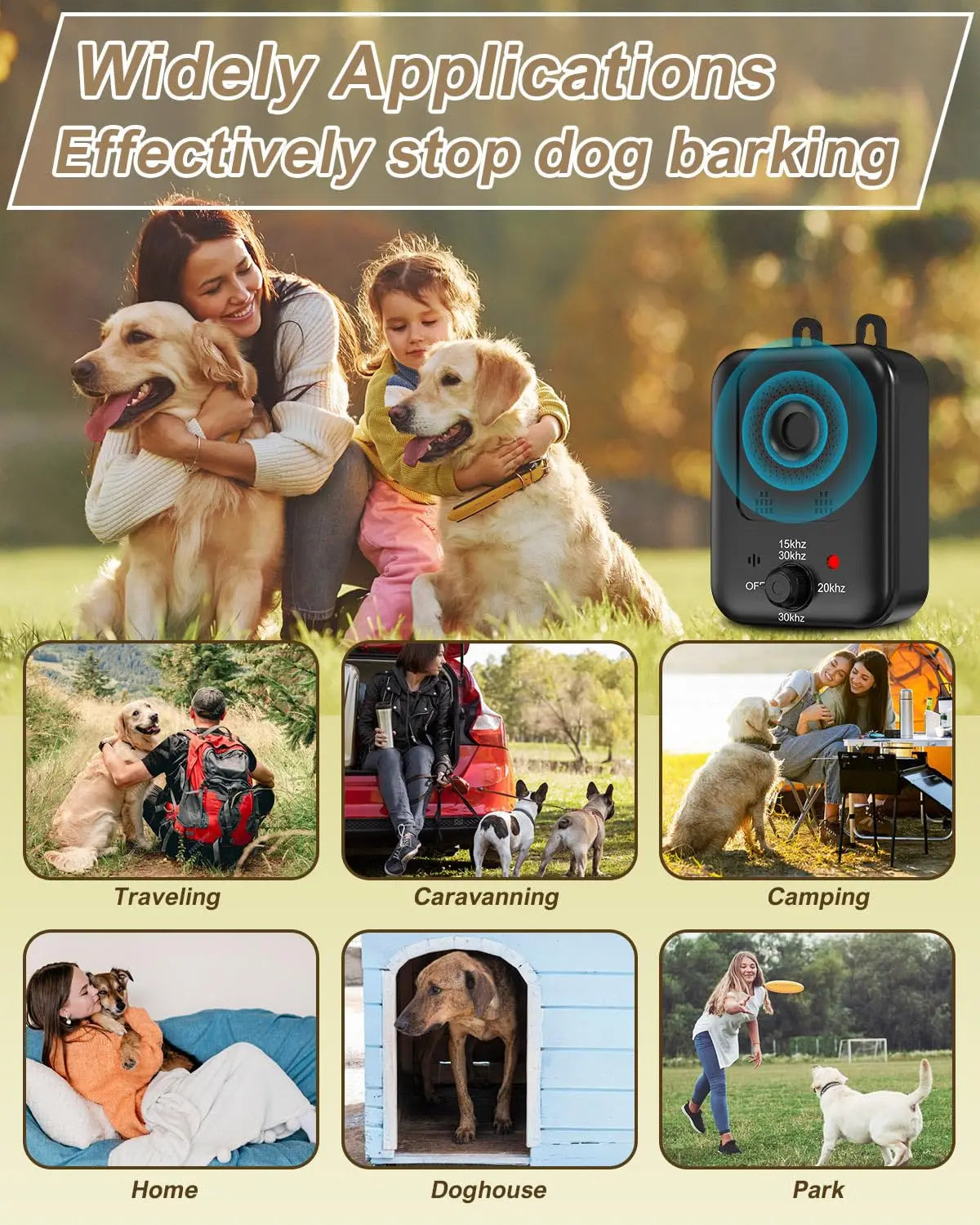Automatic Anti-Bark Device for Dog Bark Control, Rechargeable Ultrasonic Deterrent for Dogs, Indoor and Outdoor