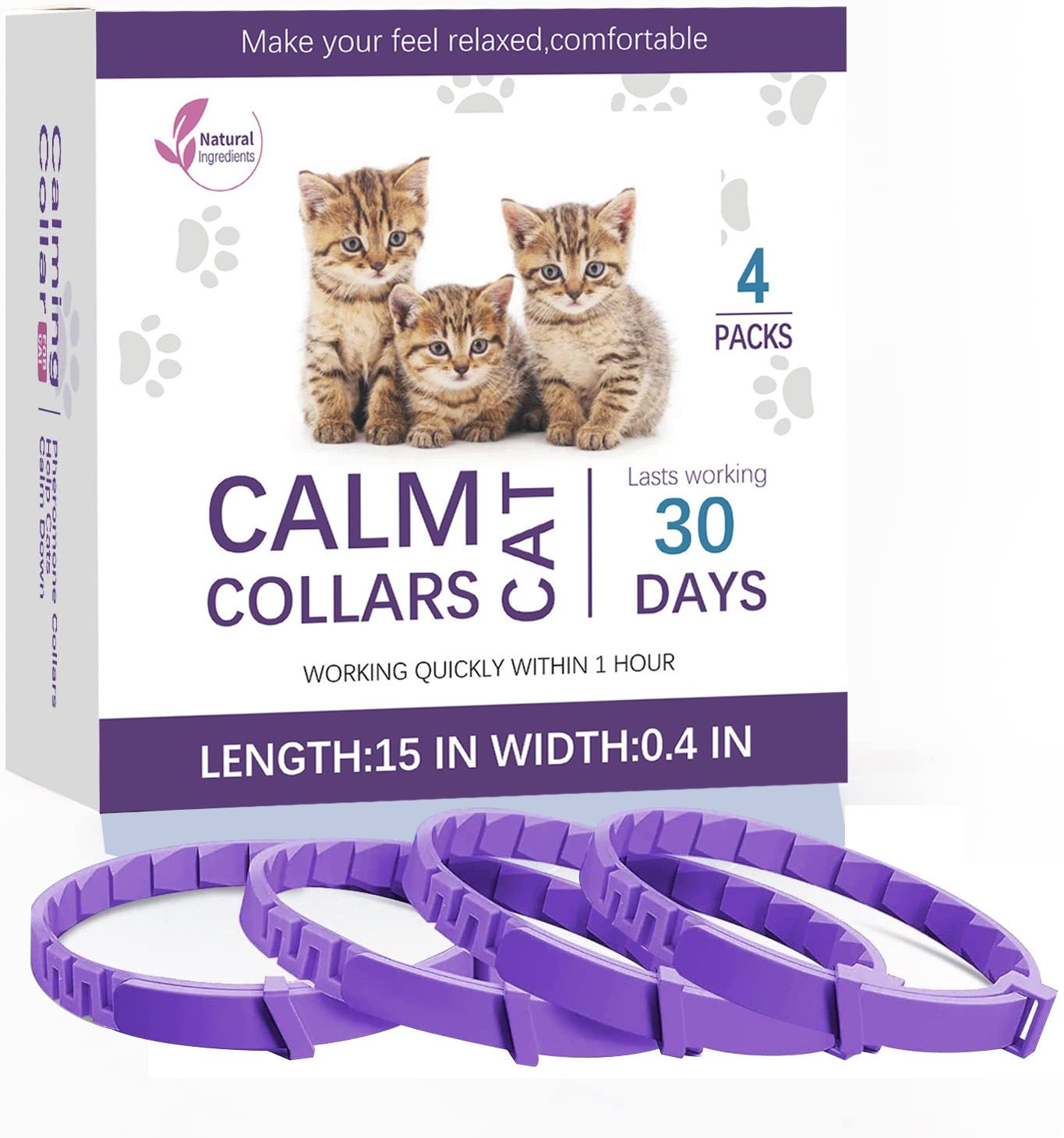Behavior and Calming Collar for Cats 4pcs- 38cm