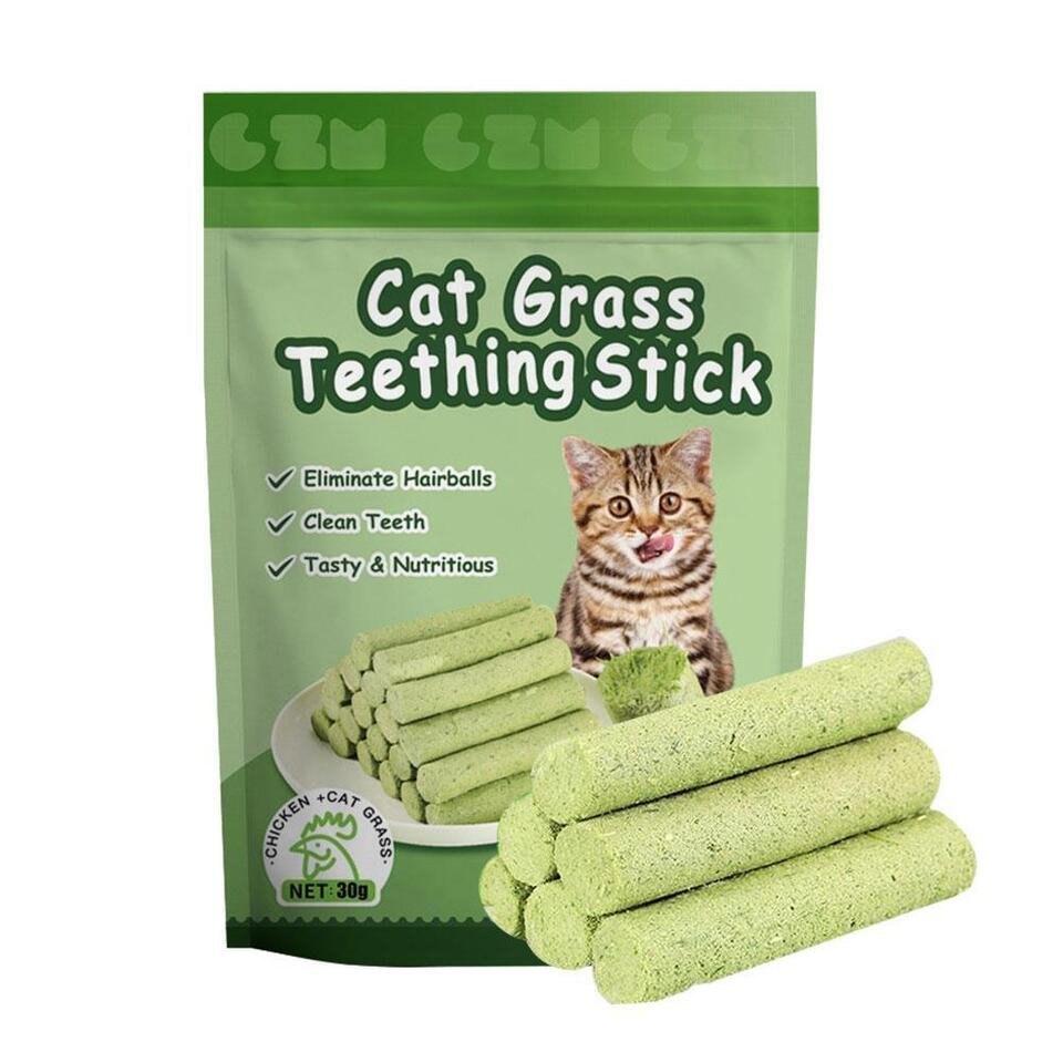 Cat Grass Teething Stick - Professional Natural Cat Grass Sticks Grinding Rod Toy (6 pcs)