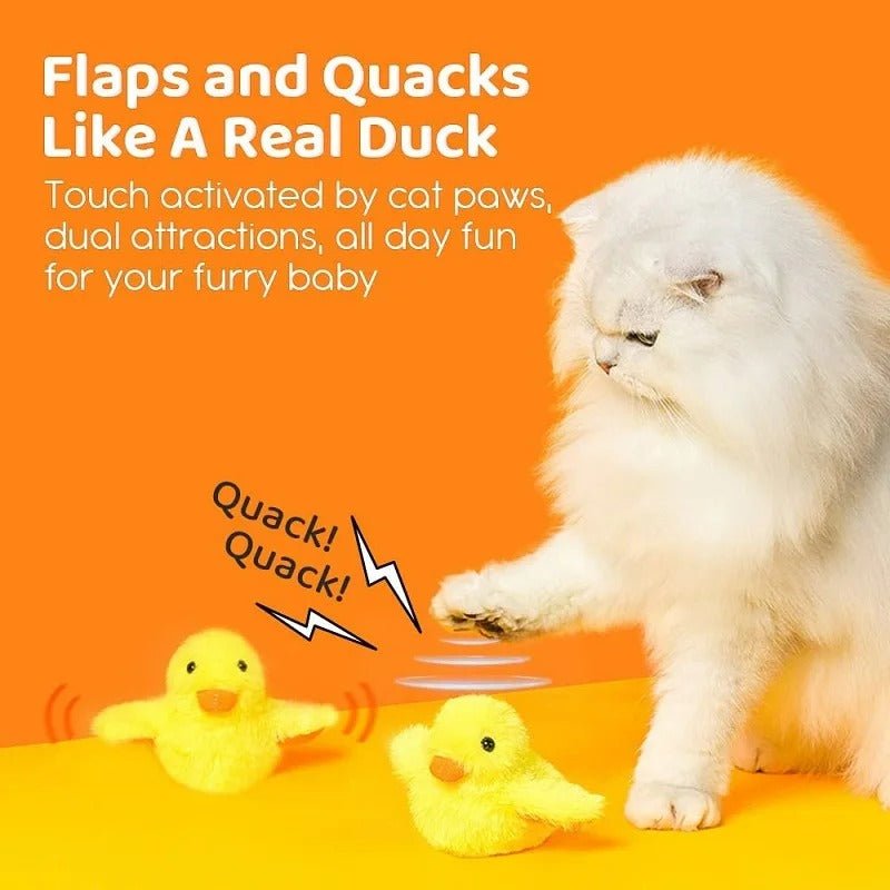 Flapping Duck Cat Toy - Interactive Electric Bird Toys, Washable Cat Plush Toys with Vibration Sensor