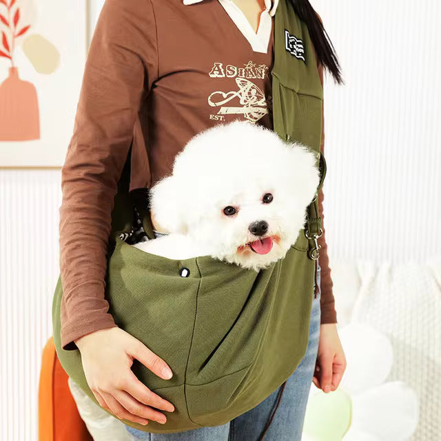 Pet Sling Carrier Comfortable Design for shoulders - High-quality, breathable fabric
