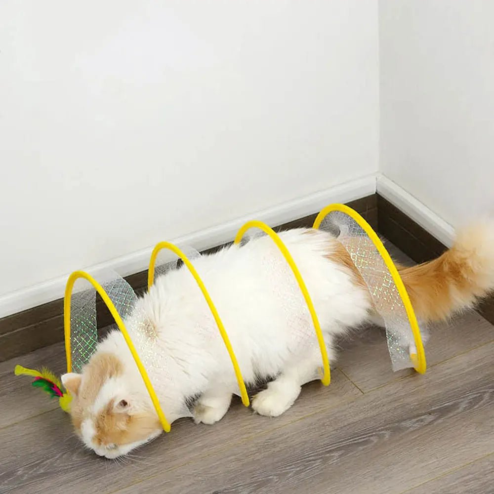 Self-Play Hunting Tunnel Cat Spiral Toy - Indoor Cat Spring Toy Activity Structure, Portable and Foldable Toy
