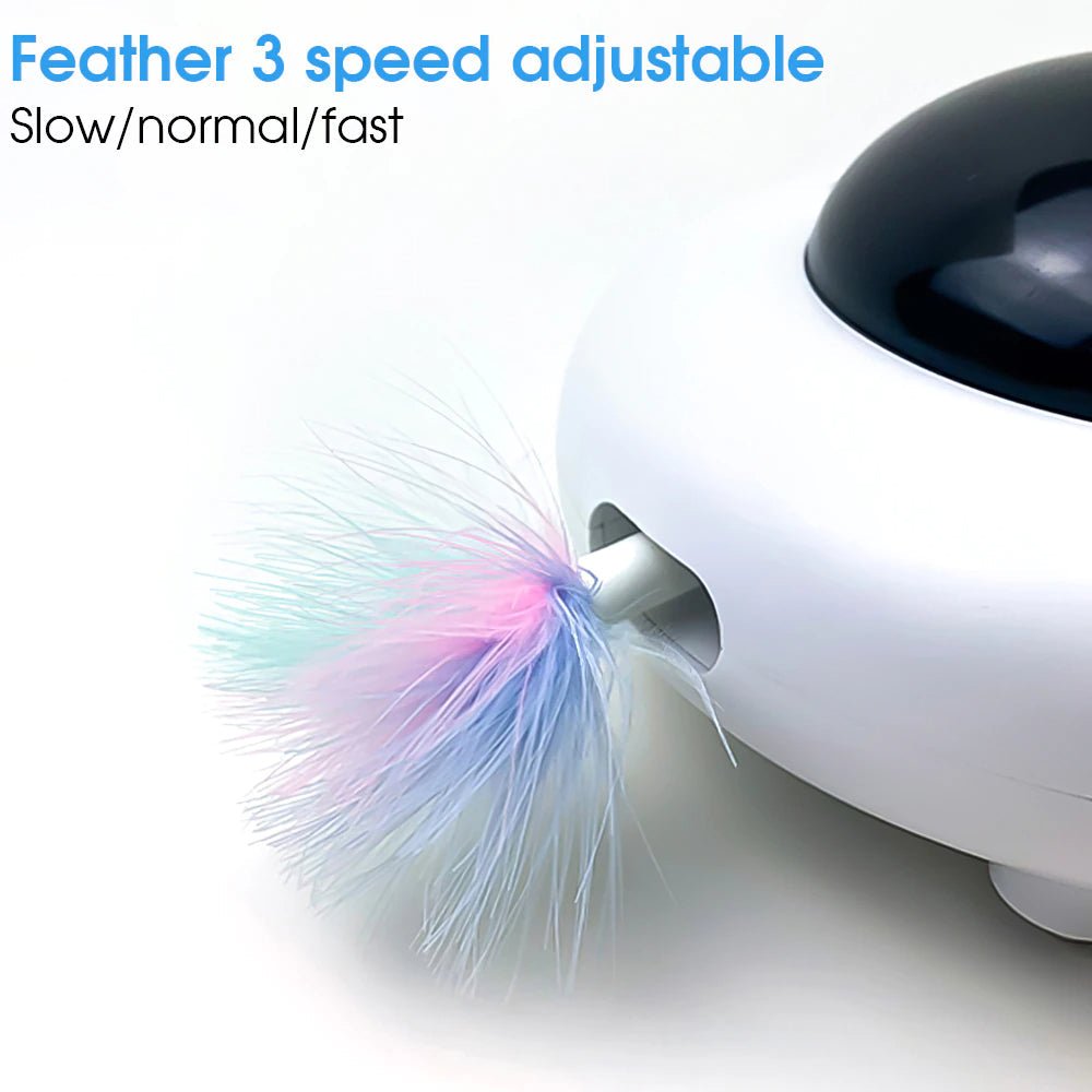 Indoor Rotating Feather Automatic Cat Toy with Smart Auto Shut-Off, Random Movement, and USB Charging